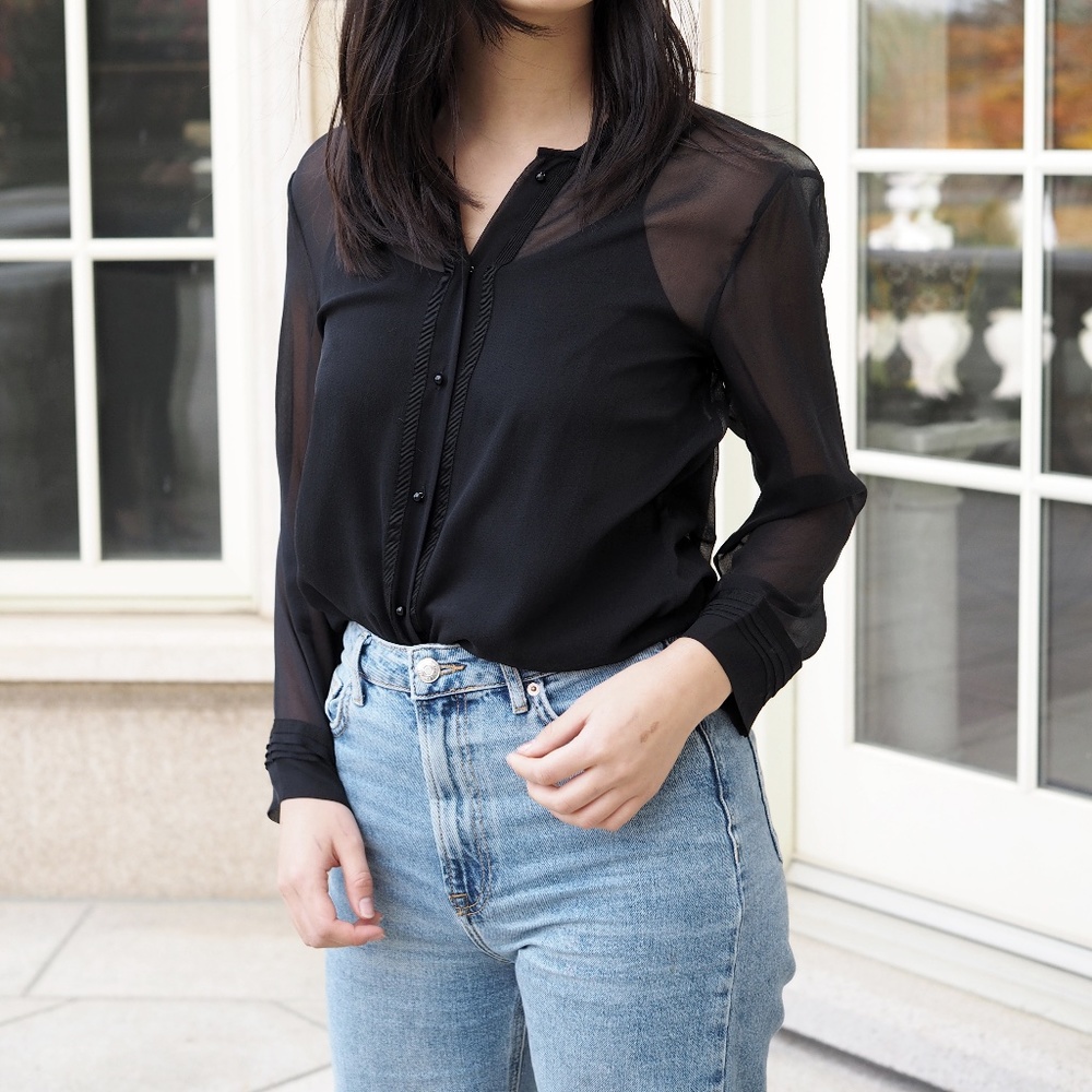 Eileen West Black Long Sleeve Blouse with Cami•2pc - Picture 5 of 7